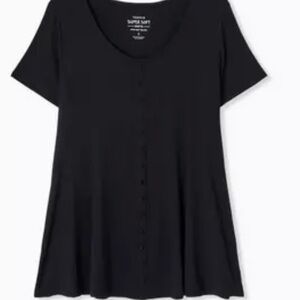 torrid Black Short-Sleeve Button-Front Tunic